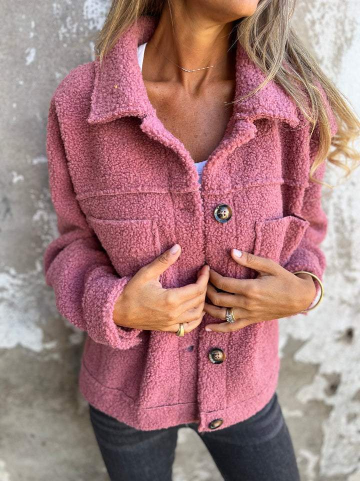 Manteau en Laine d'Agneau à Col Revers et Boutonnage Simple pour Femme