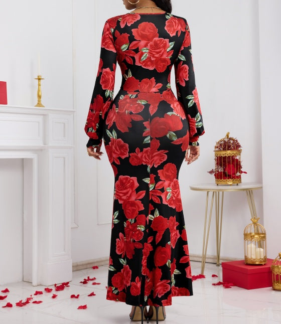 Ladies' V-neck Floral Print