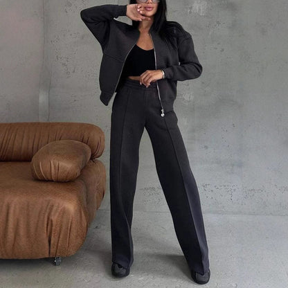 Ensemble Sport Chic – Veste Zippée & Pantalon Large