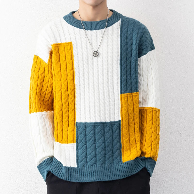 Men's Casual Patchwork Pullover