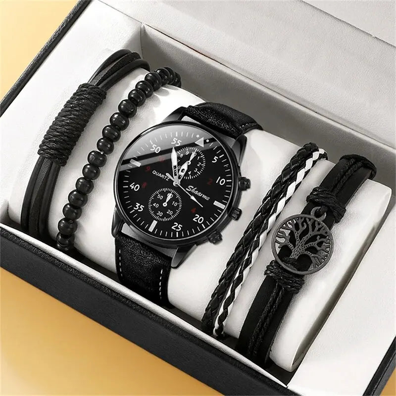 SHAARMS Quartz Wristwatch + Bracelet Set (4PCs) - Model HQ8116