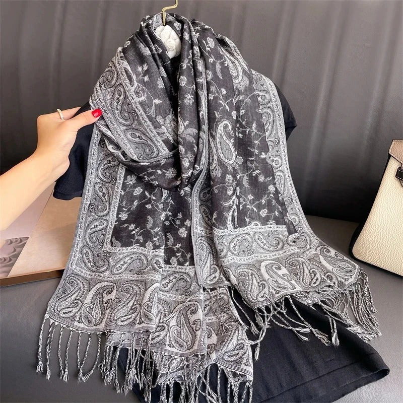 Embroidered Voile Scarf Hijab