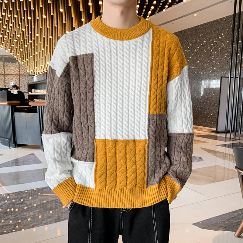 Men's Casual Patchwork Pullover