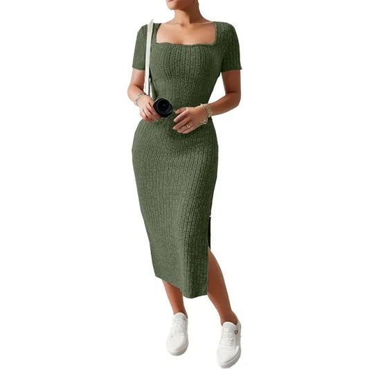 Robe Sheath à Col Carré