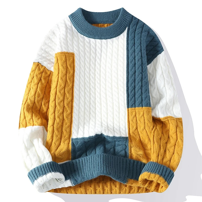 Men's Casual Patchwork Pullover