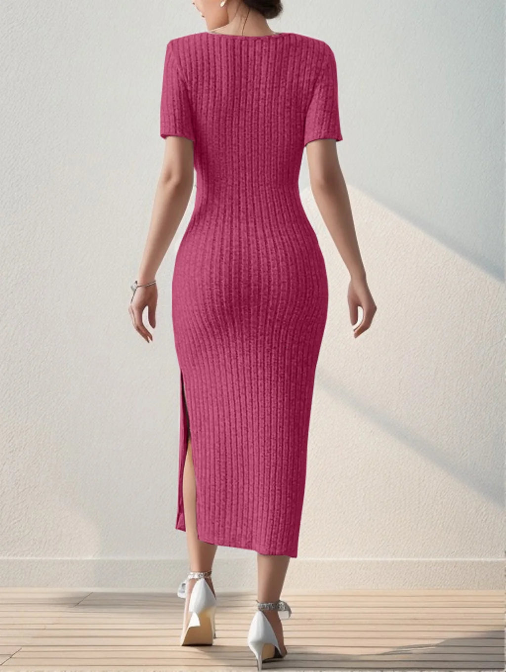 Robe Sheath à Col Carré