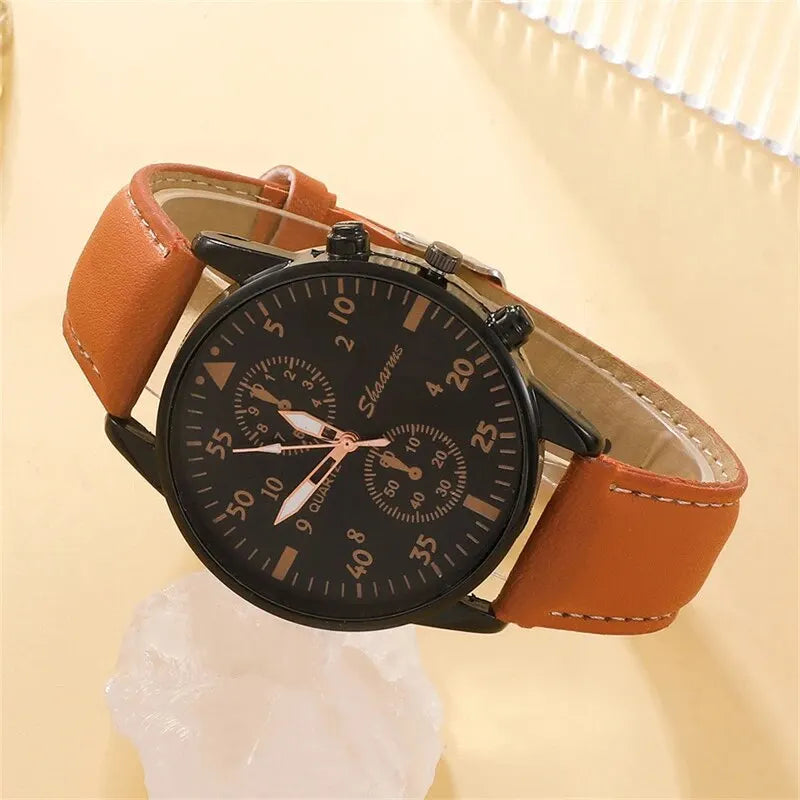 SHAARMS Quartz Wristwatch + Bracelet Set (4PCs) - Model HQ8116