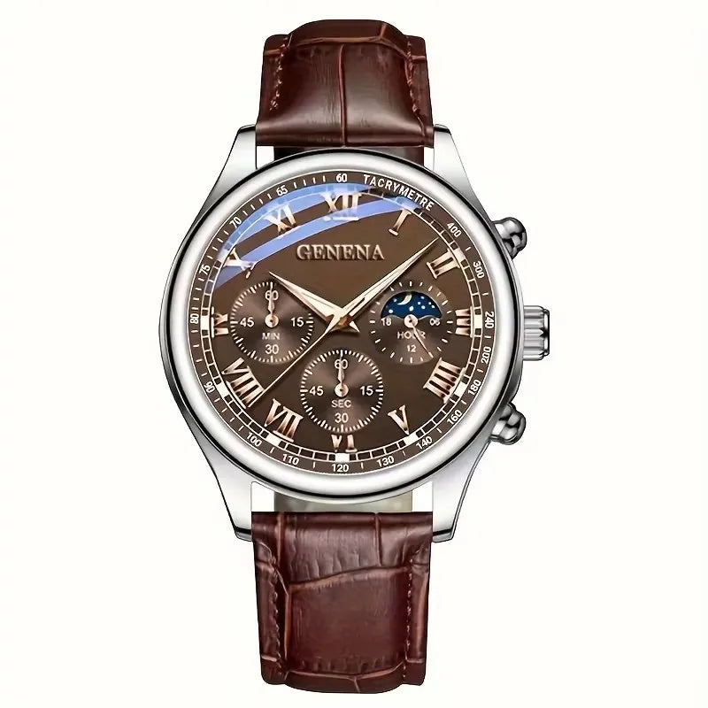 Geneva Luxury Leather Quartz Wristwatch